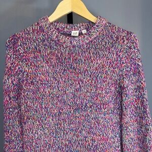 GAP Women's Chunky Knit Sweater Multicolor Marled Crewneck Size S‎
